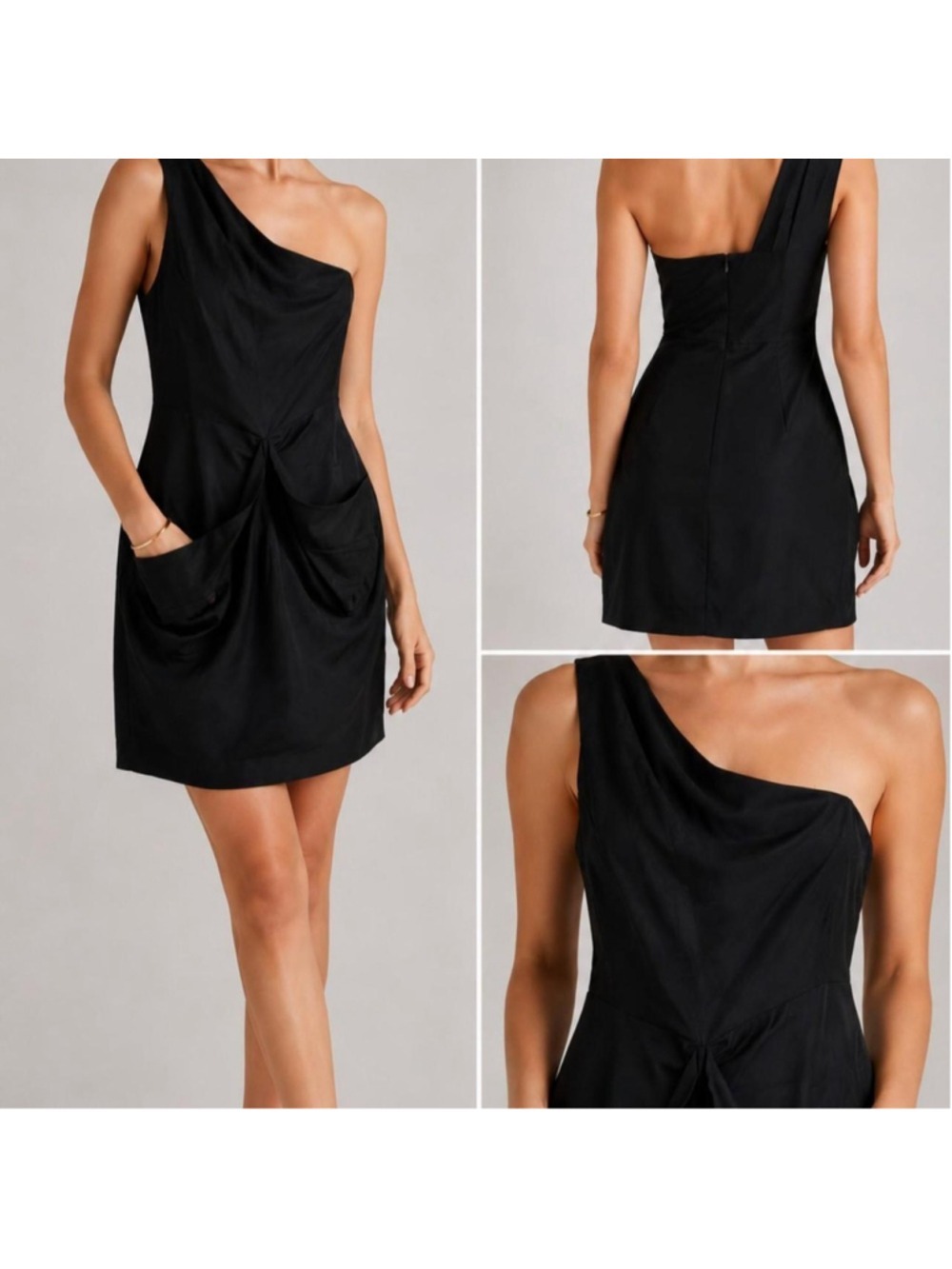 DAO Chloe Dao black designer cocktail dress size 6 couture Wool1 Silk